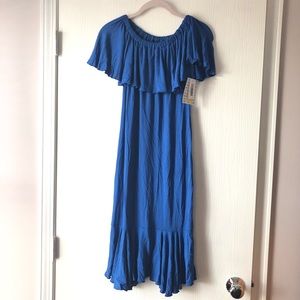 Royal Blue LuLaRoe CiCi Off-the-Shoulder Dress